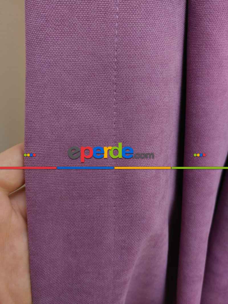 Lila Düz Sade Mutfak Fon Perde Yan Kanat Perdesi- Lila Koyu Lila
