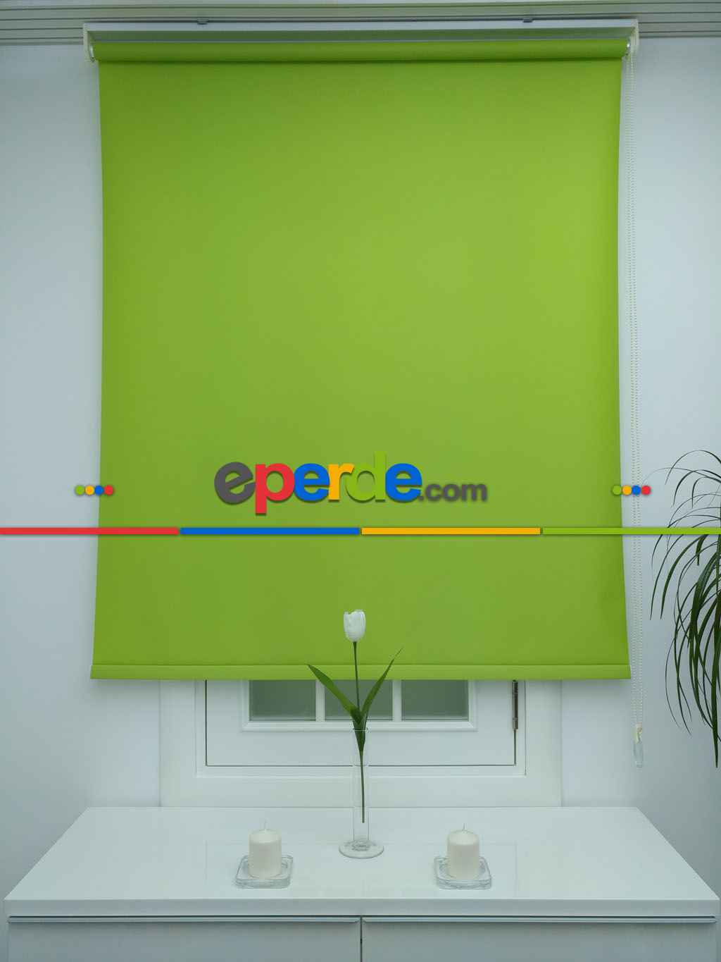 Fıstık Yeşili Saten Stor Perde- Fıstık Yeşili