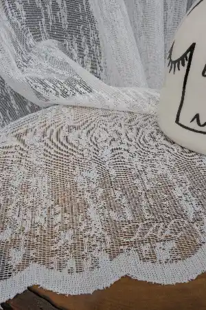 Taç Fransız Dantel Örme Tül Perde Konak151