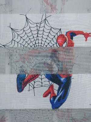 Çocuk Odası - Spiderman Desenli Zebra Perde- Mavi