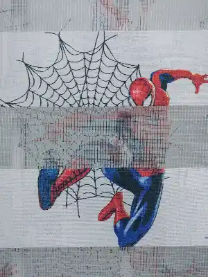 Spiderman Desenli Erkek Çocuk Zebra Perde- Mavi-kırmızı
