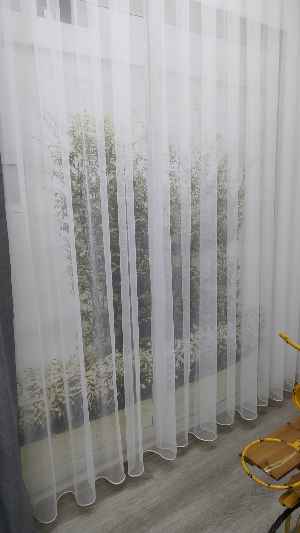 Düz Dökümlü Tül Perde - Ekru- Ekru