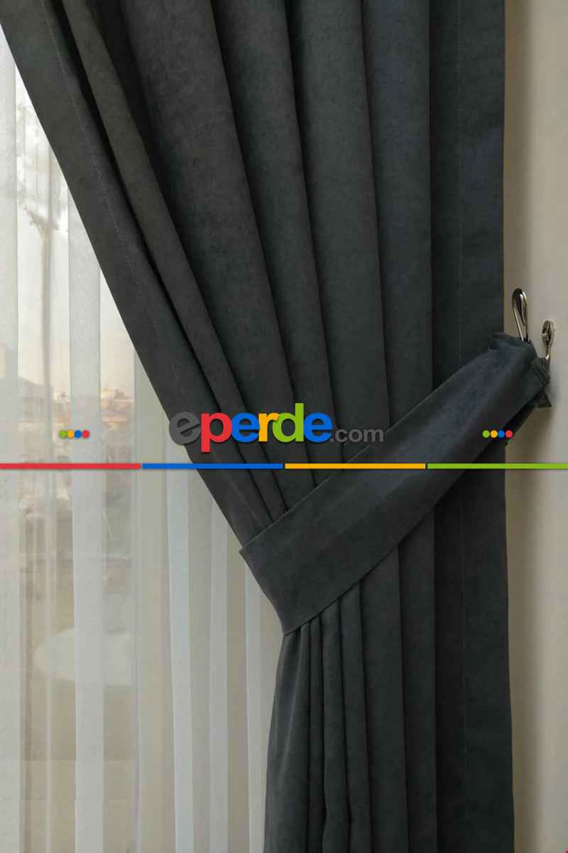 Soft Fon Perde Gri- Gri-füme-antrasit