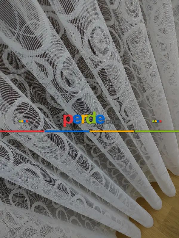 Spor Desen Fransız Dantel Tül Perde & Kruvaze Perde- Ekru