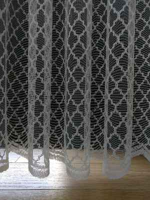 Damask Desen Fransız Dantel Örme Tül Perde & Kruvaze Perde- Ekru