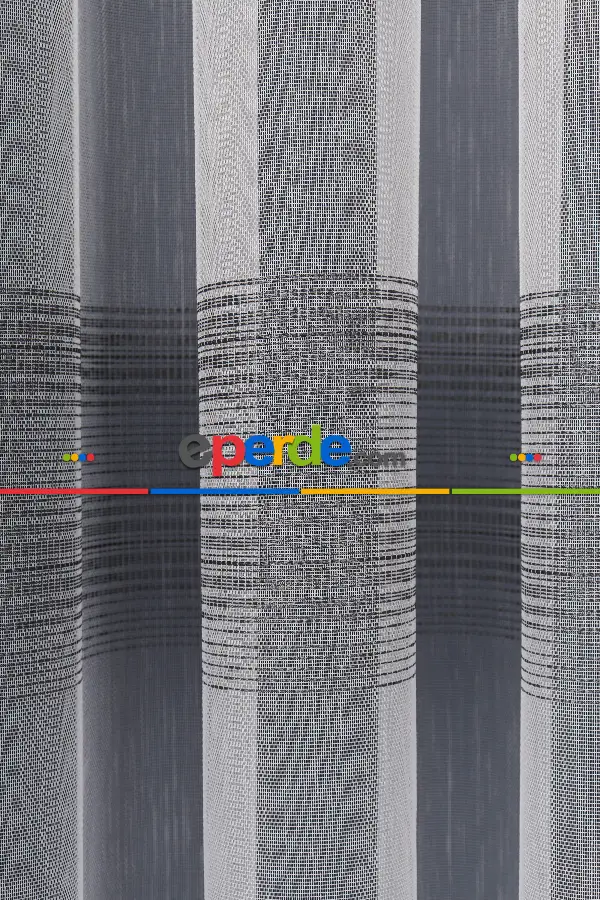 Enine Bantlı Simli Düz Tül Perde Ütü Istemez