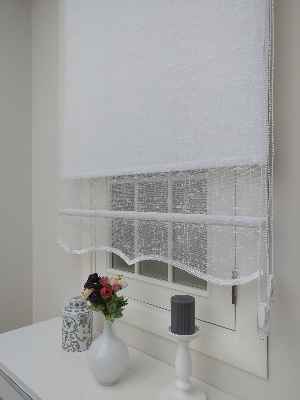 Mutfak Stor Perde - Çiftli Sistem İkili Tül Stor- Ekru