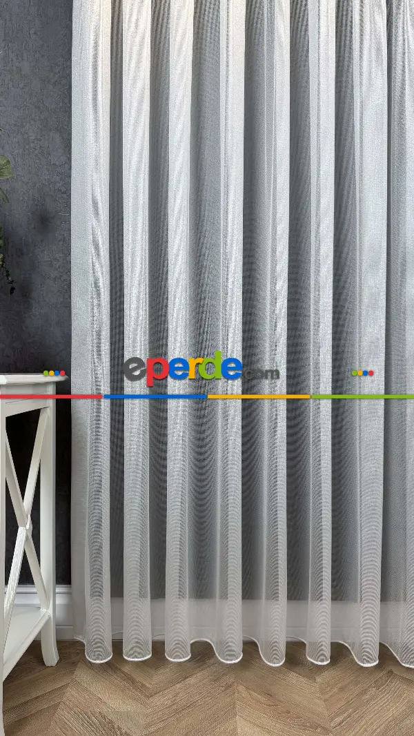 Yatak Odası - Açık Gri Amerikan Pile Tül Perde, 6 Farklı Renk Seçeneği, Ağır Gramajlı Premium Seri Kurşunlu Tül