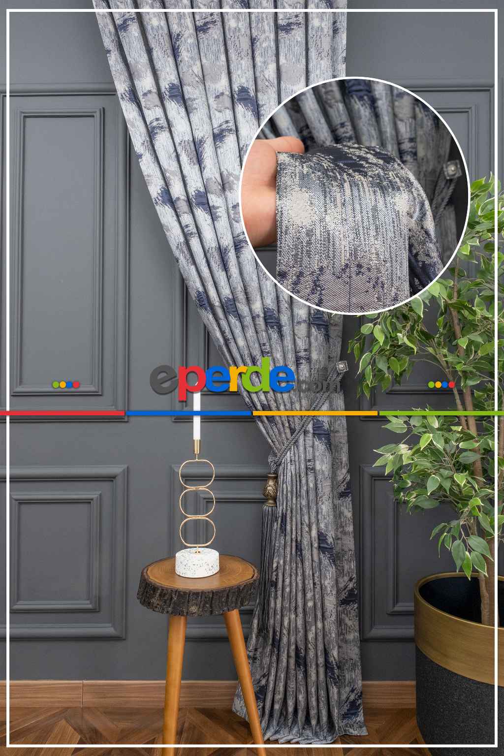 Desenli Jakar Fon Perde