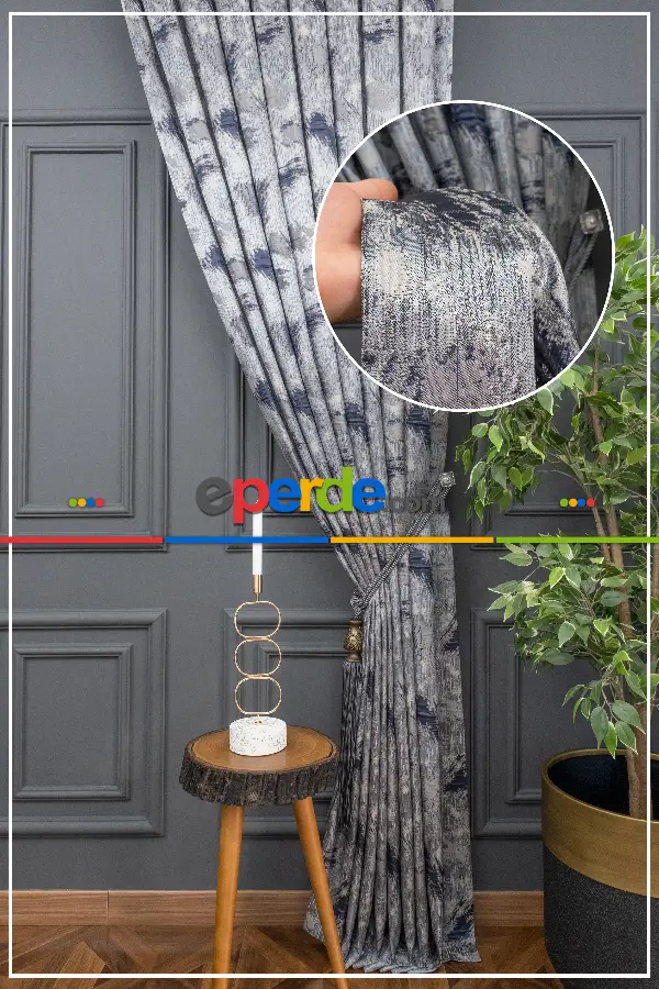 Desenli Jakar Fon Perde