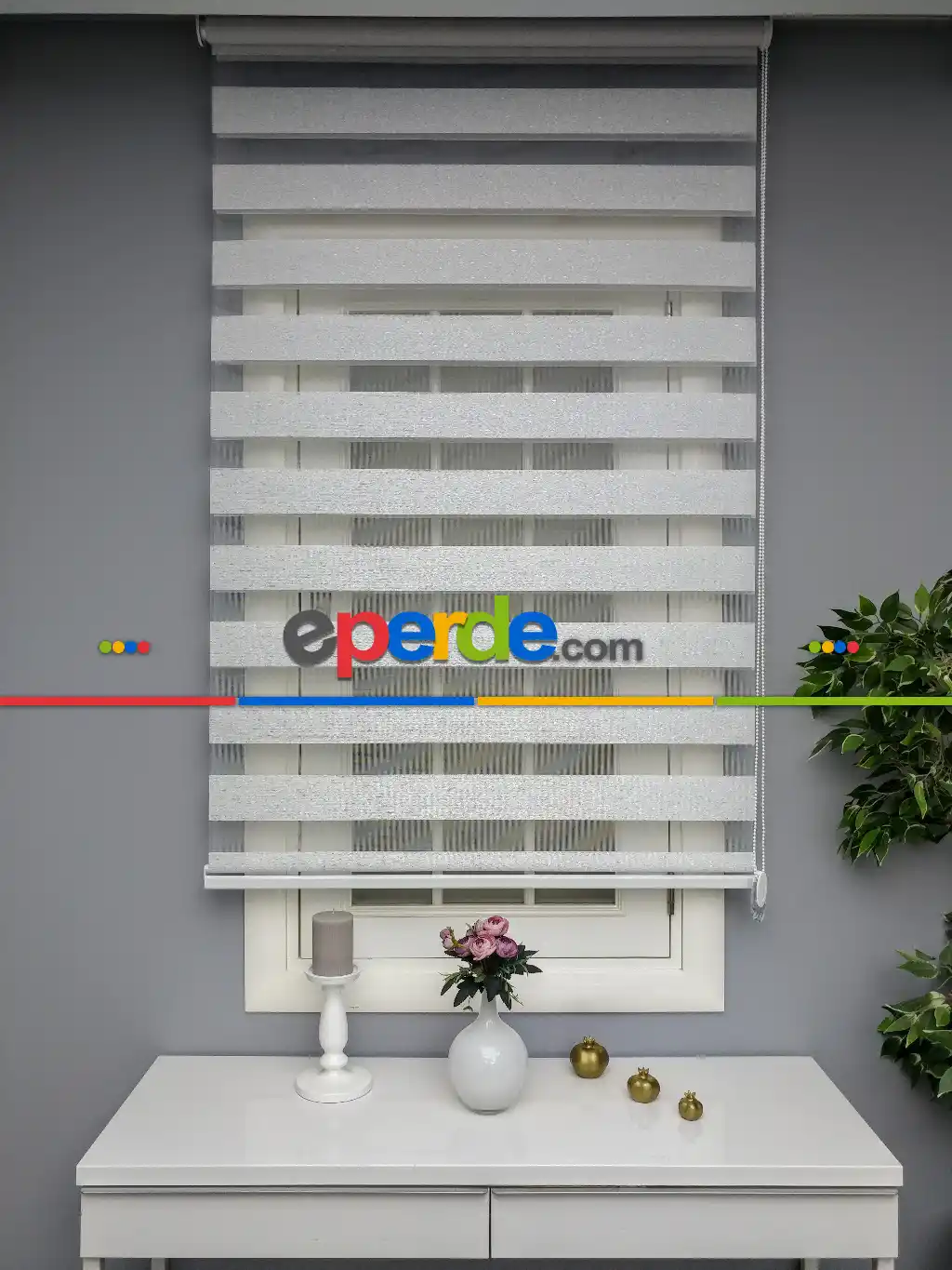 Açık Gri Perle Home Zebra Perde