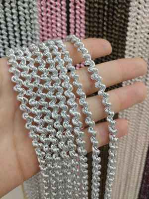 Bukle Serisi Gri Gümüş Simli İp Perde- Gri-füme-antrasit-gümüş Simli