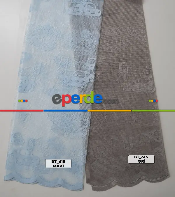 Erkek Çocuk Odası Tül Perde, Arabalar Desenli - Ütü İstemez