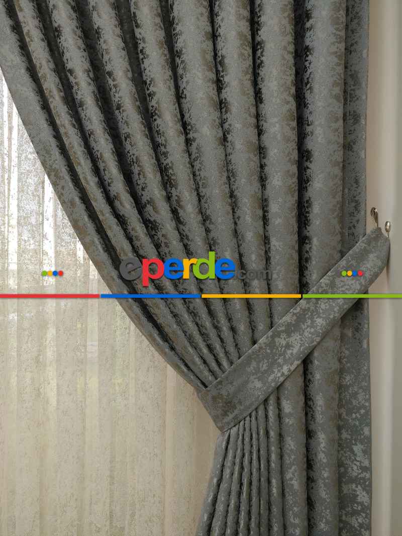 Gri Duz Jakar Fon Perde (150)- Gri Açık