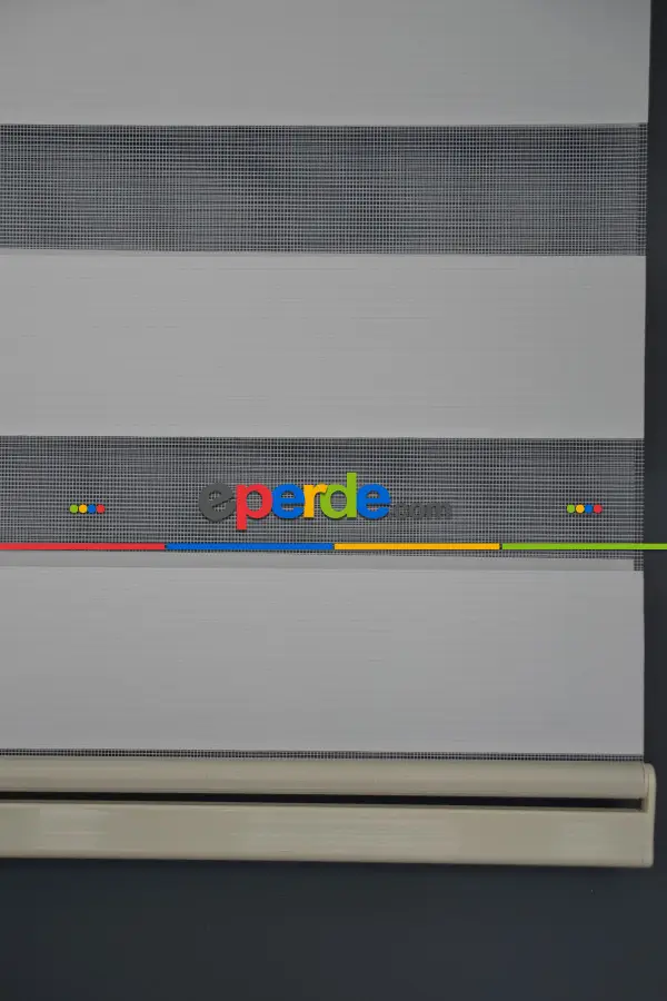 Mutfak - Halim Perdesan Ba-02 Beyaz Renk Etekli Veya Eteksiz Zebra Stor Perde