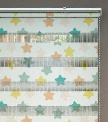 Yıldız Desenli Baskılı Zebra Perde- Çok Renkli