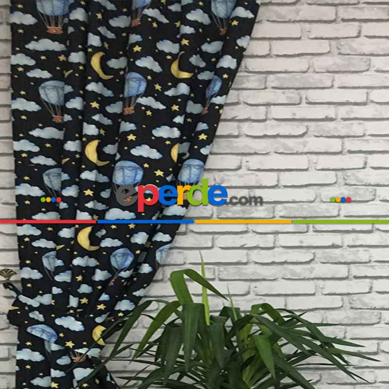 Aydede Bulut Desenli Fon Perde Evm802 Kumaşı Kalındır Duck Bezi Değildir- Sarı-Beyaz