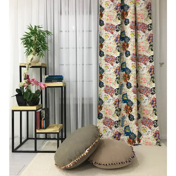 Patcwork Desenli Fon Perde Evm1118 Kumaşı Kalındır Duck Bezi Değildir-  Çok Renkli 2