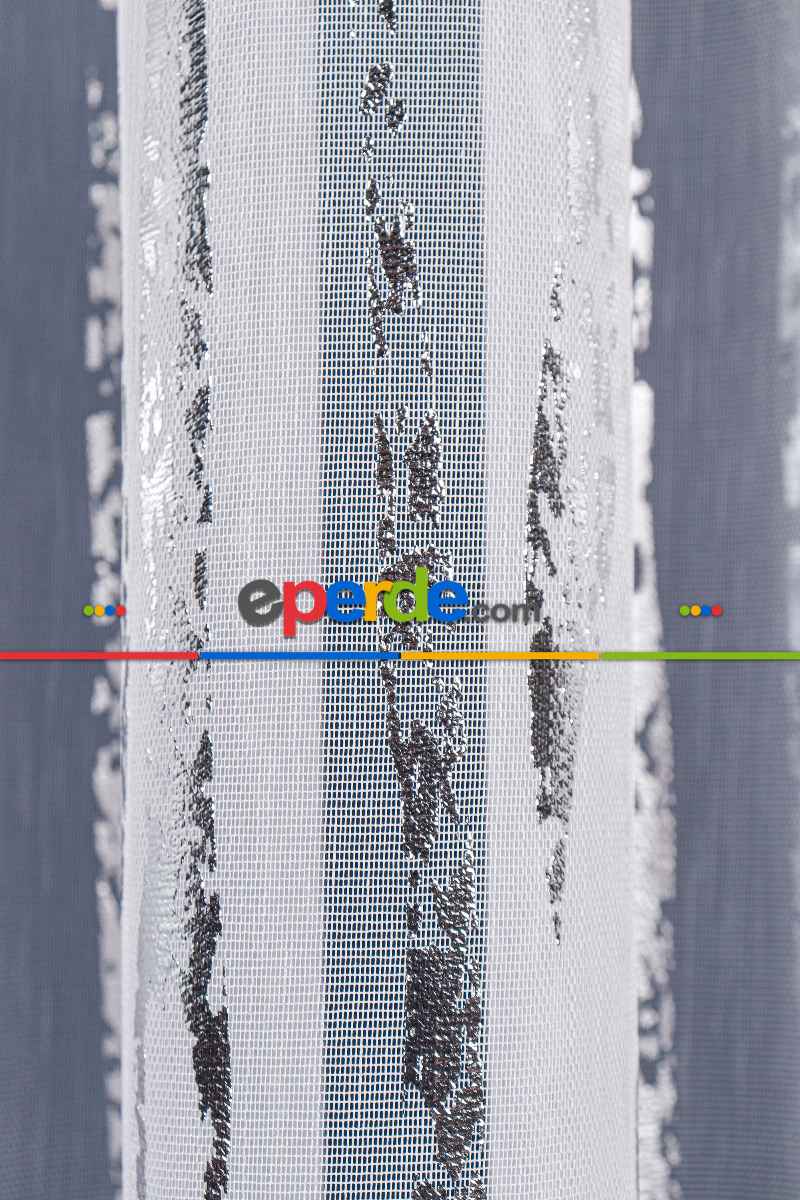 Salon Tül - Akarsu Dijital Baskı Tül Perde Ekru-gümüş