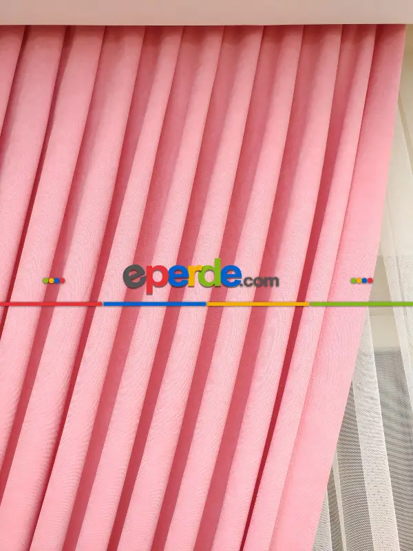 Salon Fon - Pembe - Düz Fon Perde (  Dökümlü Fon Perde)- Pembe Açık