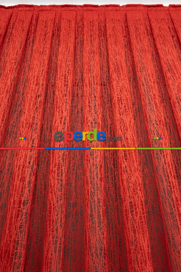 Kırmızı Renk Yeni Tasarım Moda Cam Kırığı Tül Perde