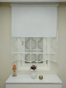 Çiftli Sistem Tül Stor Beyaz Tura Desen