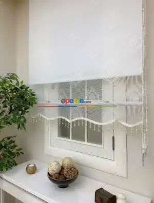 Örme Tül Stor Perde- Ekru