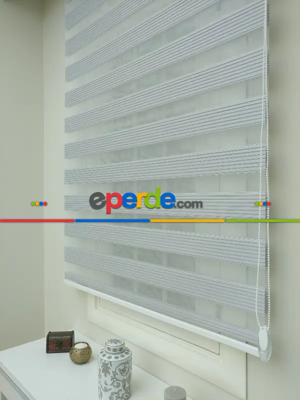 Gri Mutfak Perdesi Mekanizmalı Zebra Perde Plise- Gri Koyu