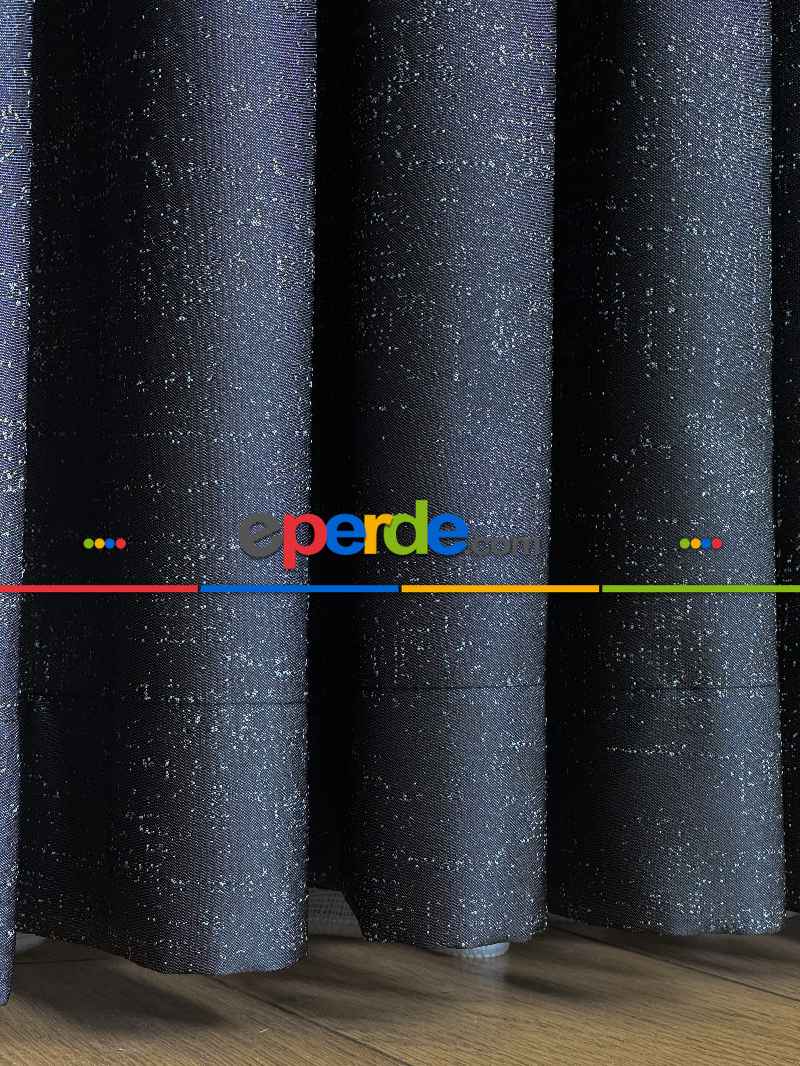 Koyu Antrasit Gri Turuncu Krem Jakar Dokuma Fon Perde, Parlak Zemin