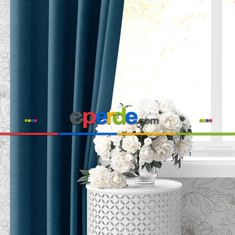Blackout Karartma Tek Kanat Fon Perde İndigo Mavi