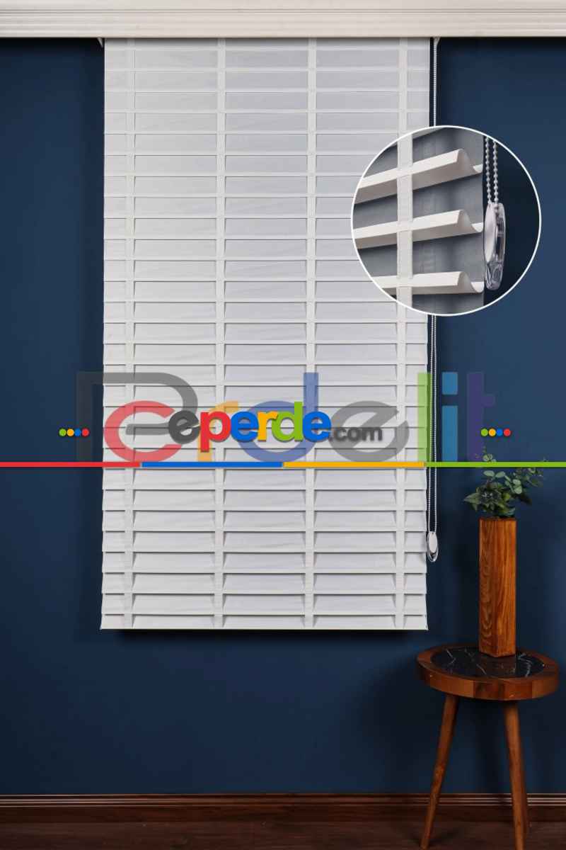 Beyaz 50mm Silüet Kumaş Jaluzi Perde