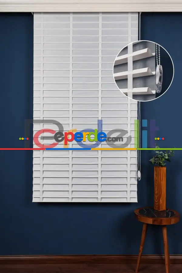 Beyaz 50mm Silüet Kumaş Jaluzi Perde