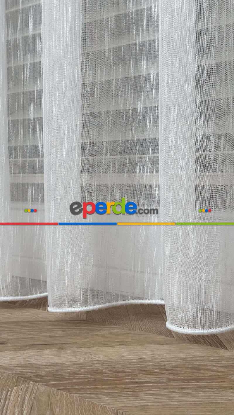 Ekru, Seyrek Pile, Bambu Şantuk, Tül Perde,yumuşak, Dökümlü