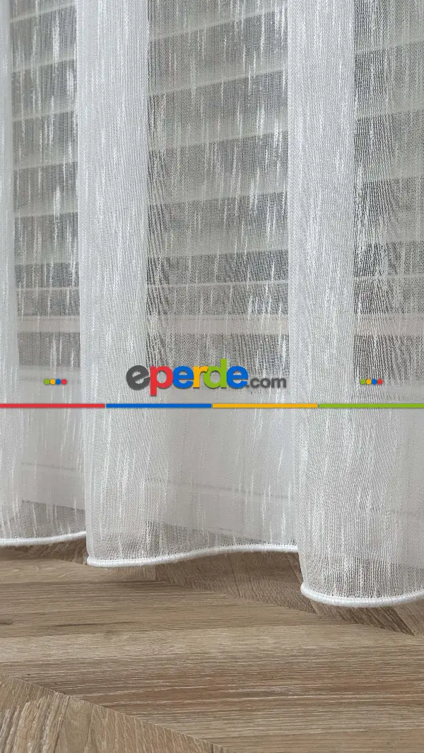 Ekru, Seyrek Pile, Bambu Şantuk, Tül Perde,yumuşak, Dökümlü