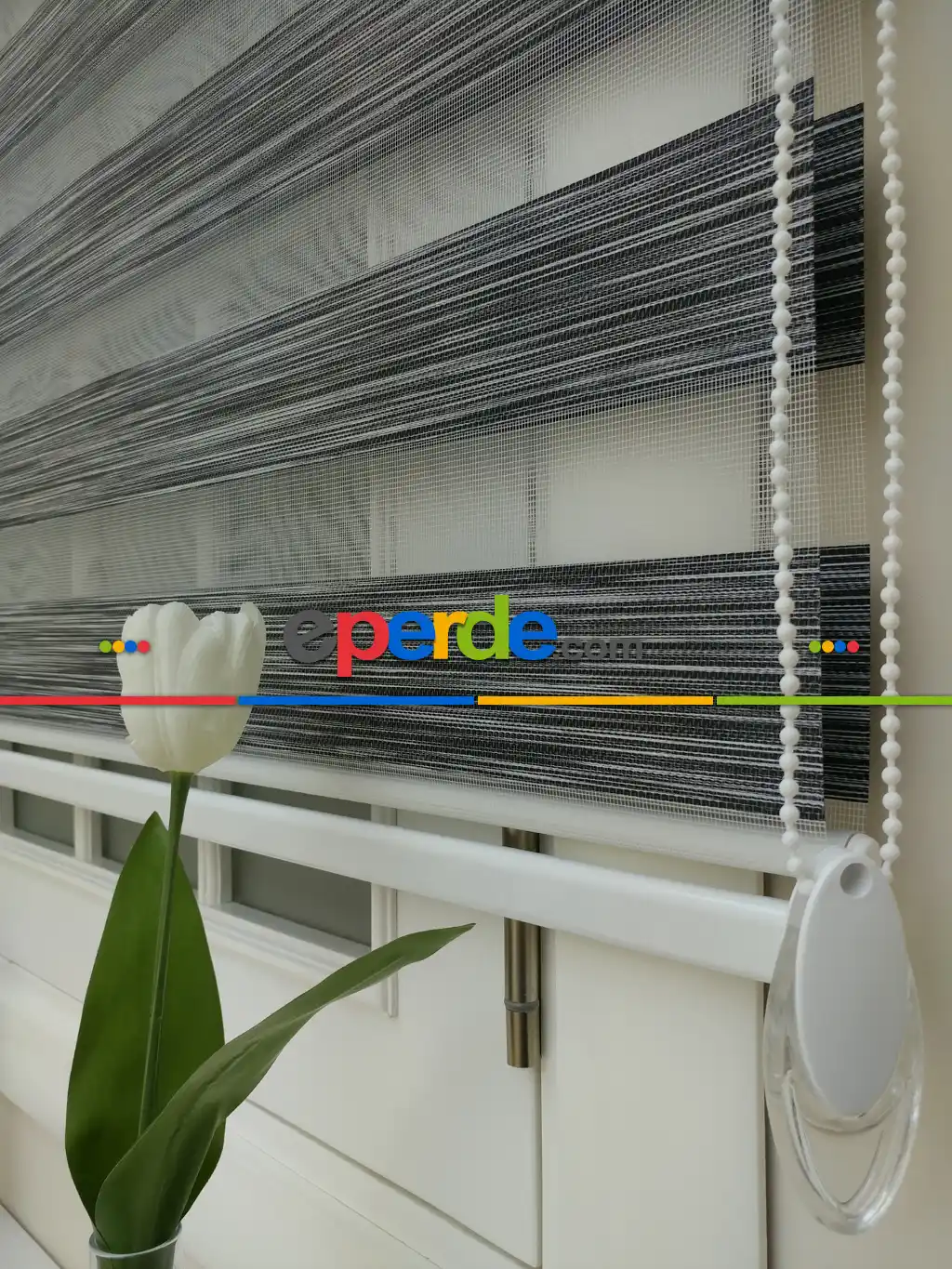 Lüx Bambu Zebra Perde Ahşap Görünümlü -füme- Füme