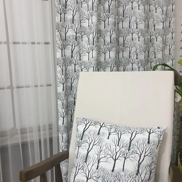 Salon Fon Perde Baskılı- Siyah