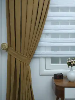 Mat Altın Rengi Düz Fon Perde (280 Eninde)- Altın Mat