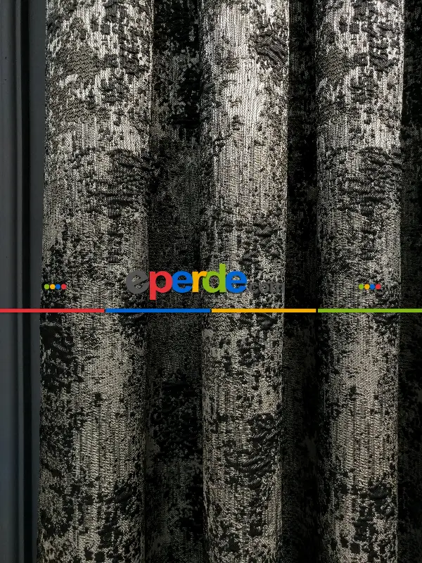 Yatak Odası - PatineDesenli Modern Desenli Jakarlı Fon Perde Yeni Seri 401- Gri-füme-antrasit-bej-füme