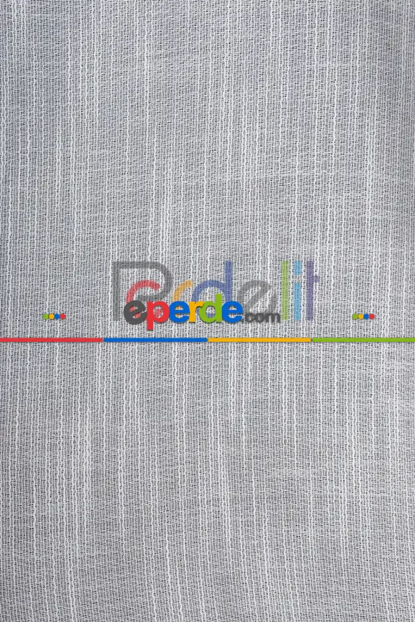 Yeni Sezon Çizgili Ekru Keten Görünümlü Tül Perde