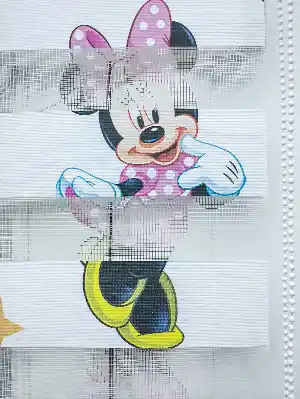 Zebra Perde- Dijital Mickey-mini Mouse Baskılı Zebra Perde- Mavi-sarı-pembe