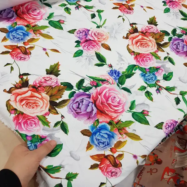 Çiçek Desenli Fon Perde Evm424 - Kumaşı Kalındır Duck Bezi Değildir.- Yeşil-Mavi-Beyaz-Mor-Çok Renkli