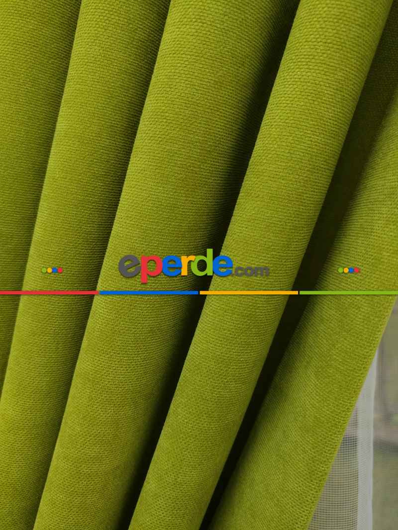 Yağ Yeşili - Düz Fon Perde ( Dökümlü Fon Perde)- Yağ Rengi