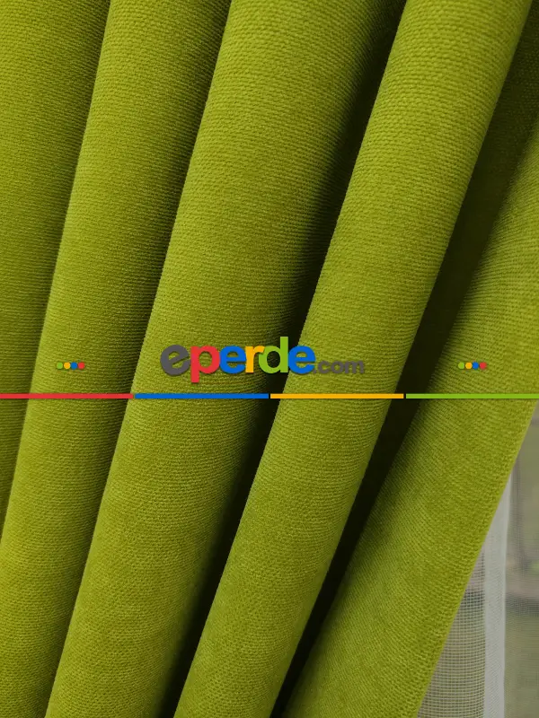 Yağ Yeşili - Düz Fon Perde ( Dökümlü Fon Perde)- Yağ Rengi