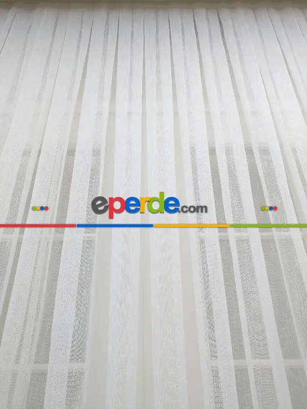 Salon Tül Perde - Ekru Şantuk Düz Tül Perde Üreticiden Satış- Ekru