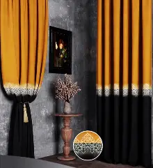 Salon Fon Perde - Taç Damask Ara Geçiş Çift Renkli Pano Fon Perde 70cm X 290cm 