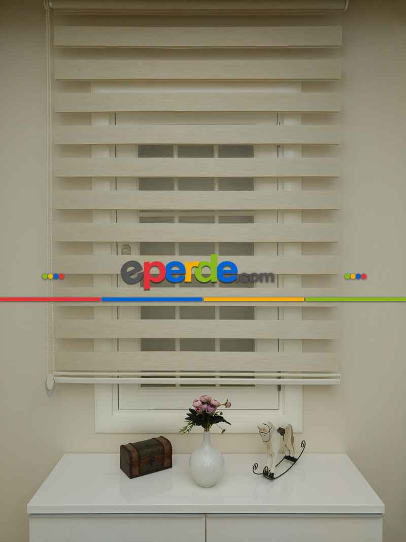 Mutfak Zebra Perde Düz Seri- Krem