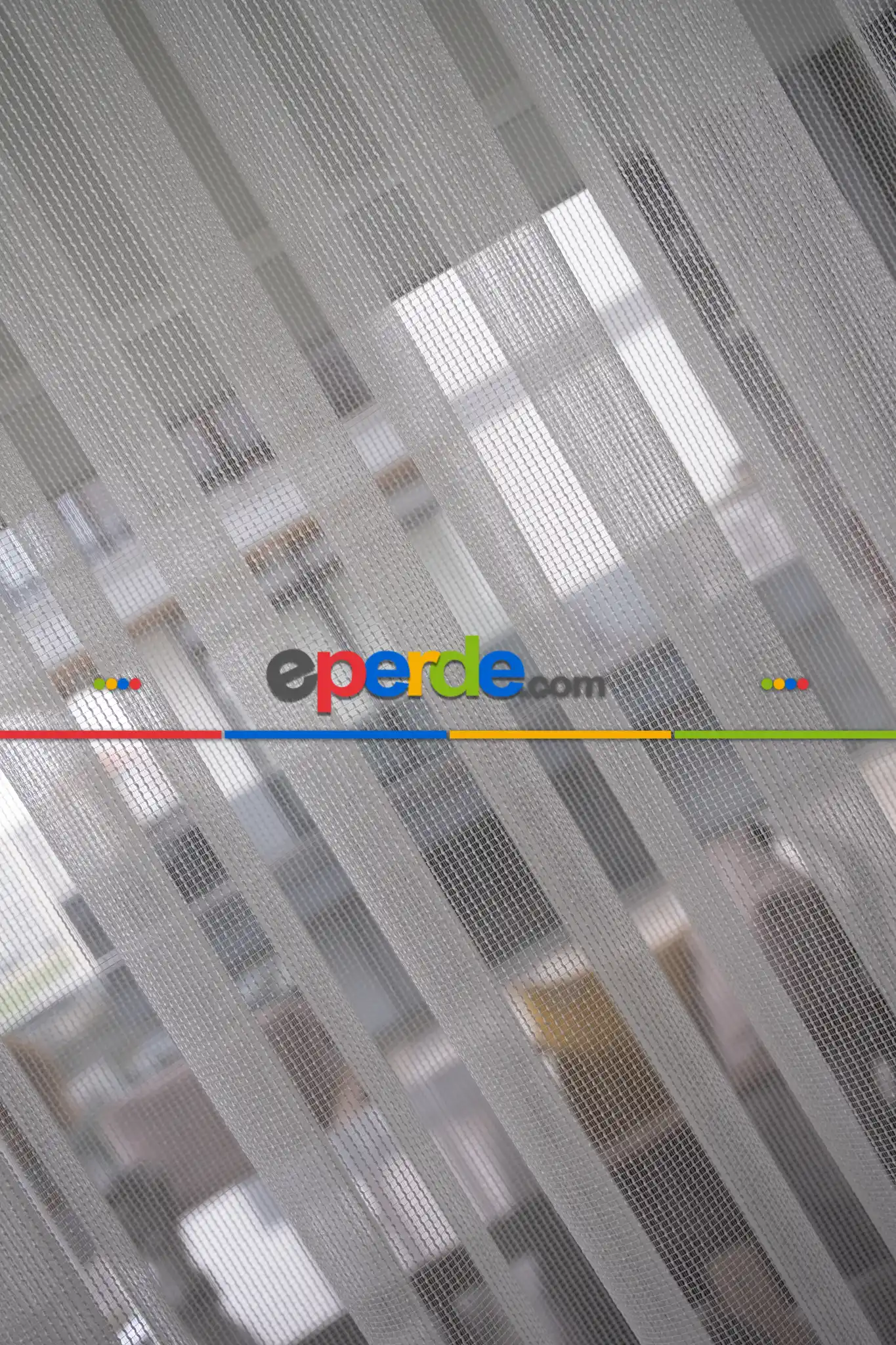 Mutfak - Çizgili Düz Tül Perde - Dökümlü - Ütü İstemez