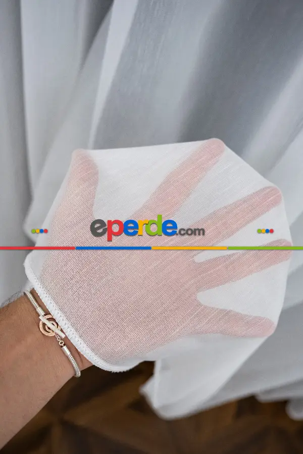 Salon Tül Modelleri - Lüx Ttm Bambu Tül Dökümlü Tül Ekru