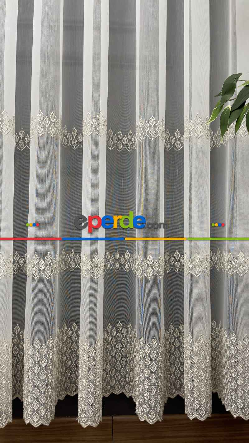 Yatak Odası - Premium Seri Trend Perde Modelleri 2023-kabartma Atlas İplikle Nakışlı İşleme Tül Perde 02