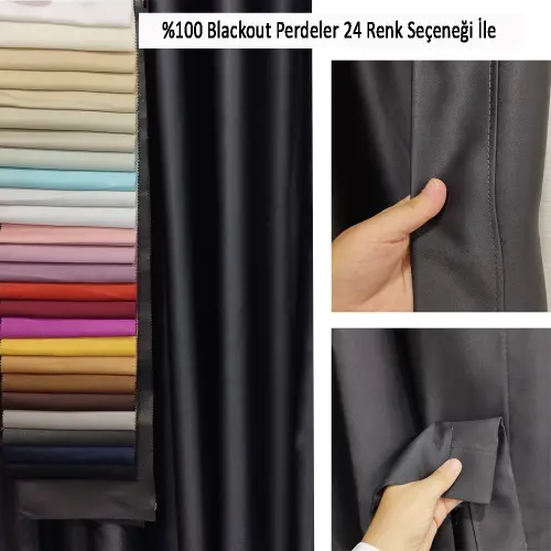 Geniş Enli Blackout Karartma Perdeler 33 Renkli - Siyah Krem Kahve Antrasit Mavi Perdeler